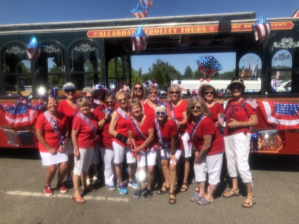 The group in front of our trolley